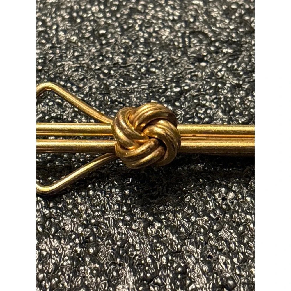 Vintage Swank Gold Plated Knot Tie Clip Diamond Bar Design Mens‎ Accessory